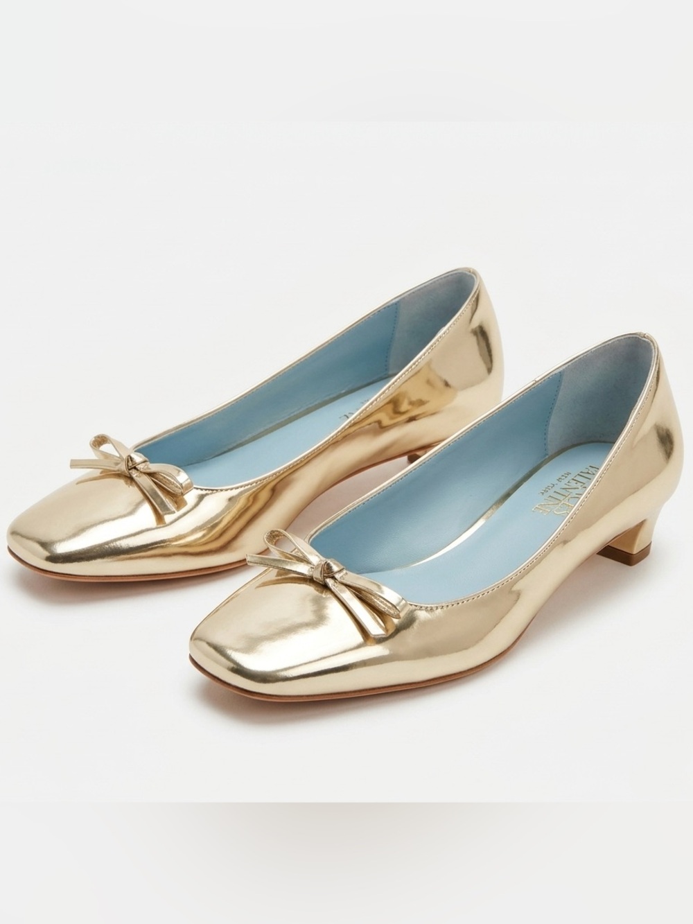 Frances Valentine Mary Mini Block Heel Platino Gold Metallic - Size 8B